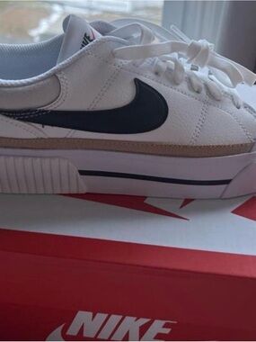 Nike White Low-Top Sneaker Interior with Black Logo Tag